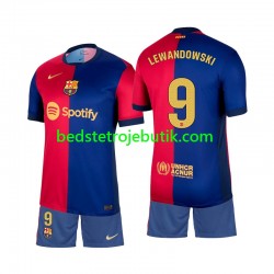 FC Barcelona Lewandowski 9 Børn Hjemmebane Fodboldtrøje 2024-2025 Kortærmet