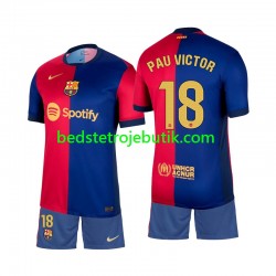 FC Barcelona Pau Victor 18 Børn Hjemmebane Fodboldtrøje 2024-2025 Kortærmet