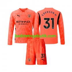 Manchester City Ederson Moraes 31 Målmand Børn Udebane Fodboldtrøje 2024-2025 Langærmet