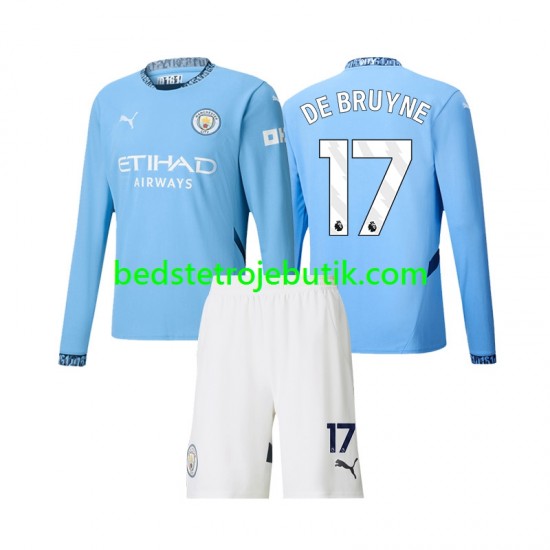 Manchester City Kevin De Bruyne 17 Børn Hjemmebane Fodboldtrøje 2024-2025 Langærmet