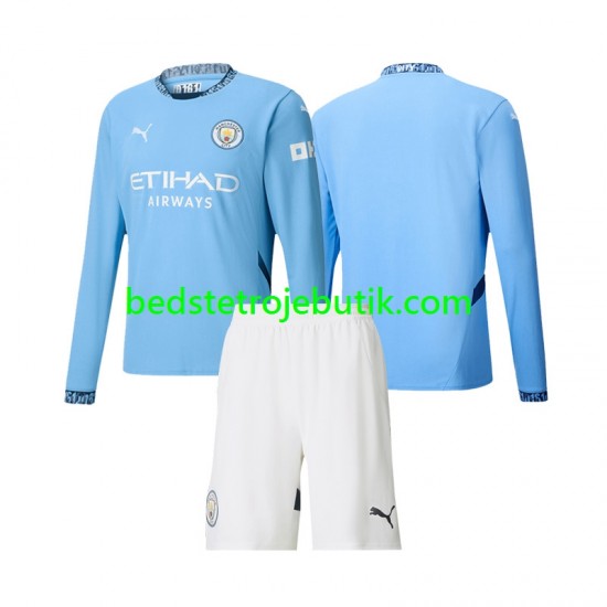 Manchester City Børn Hjemmebane Fodboldtrøje 2024-2025 Langærmet