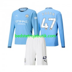 Manchester City Phil Foden 47 Børn Hjemmebane Fodboldtrøje 2024-2025 Langærmet