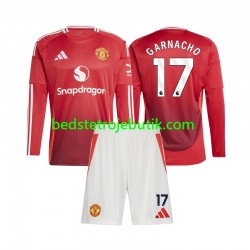 Manchester United Alejandro Garnacho 17 Børn Hjemmebane Fodboldtrøje 2024-2025 Langærmet