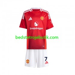 Manchester United Beckham 7 Børn Hjemmebane Fodboldtrøje 2024-2025 Kortærmet