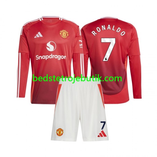 Manchester United Cristiano Ronaldo 7 Børn Hjemmebane Fodboldtrøje 2024-2025 Langærmet