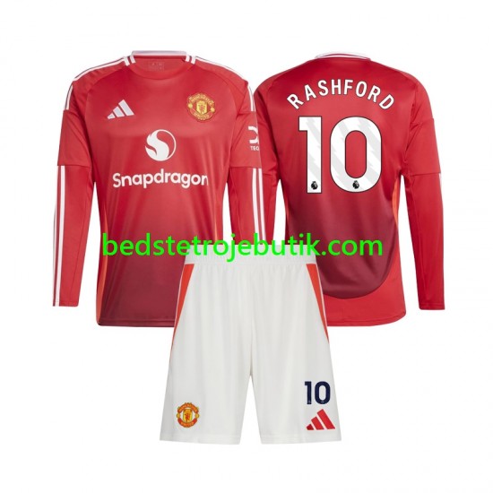 Manchester United Marcus Rashford 10 Børn Hjemmebane Fodboldtrøje 2024-2025 Langærmet