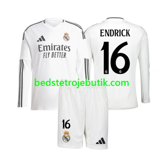 Real Madrid Endrick 16 Børn Hjemmebane Fodboldtrøje 2024-2025 Langærmet