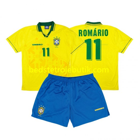 Brasilien Romario 11 1994 Retro Børn Hjemmebane Fodboldtrøje Kortærmet