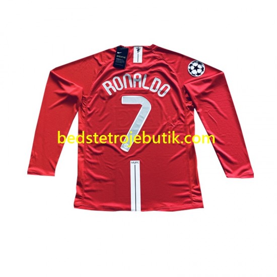 Manchester United Cristiano Ronaldo 7 Champion League 2007 Retro Mænd Hjemmebane Fodboldtrøje Langærmet