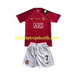 Manchester United Cristiano Ronaldo 7 Champion League 2007 Retro Børn Hjemmebane Fodboldtrøje Kortærmet