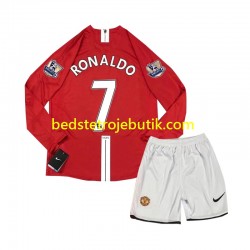 Manchester United Cristiano Ronaldo 7 2007 Retro Børn Hjemmebane Fodboldtrøje Langærmet