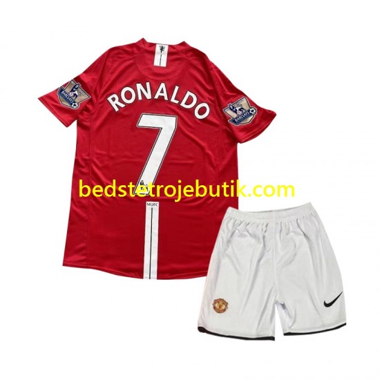 Manchester United Cristiano Ronaldo 7 2007 Retro Børn Hjemmebane Fodboldtrøje Kortærmet
