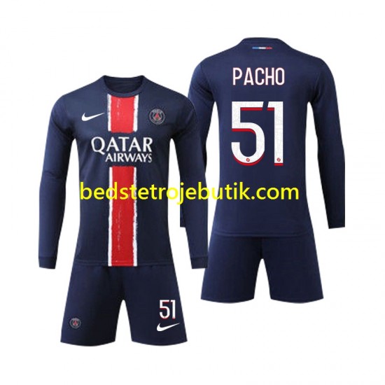 Paris Saint-Germain Pacho 51 Børn Hjemmebane Fodboldtrøje 2024-2025 Langærmet