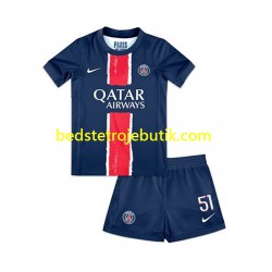 Paris Saint-Germain Willian Pacho 51 Børn Hjemmebane Fodboldtrøje 2024-2025 Kortærmet