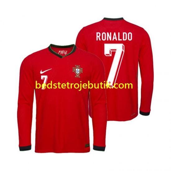Portugal Ronaldo 7 Mænd Hjemmebane Fodboldtrøje Euro 2024 Langærmet
