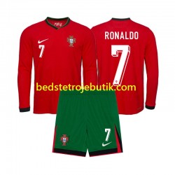 Portugal Ronaldo 7 Børn Hjemmebane Fodboldtrøje Euro 2024 Langærmet
