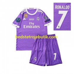 Real Madrid Cristiano Ronaldo 7 2016 Retro Børn Udebane Fodboldtrøje Kortærmet