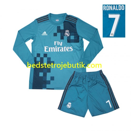 Real Madrid Cristiano Ronaldo 7 2017 Retro Børn 3. Valg Fodboldtrøje Langærmet