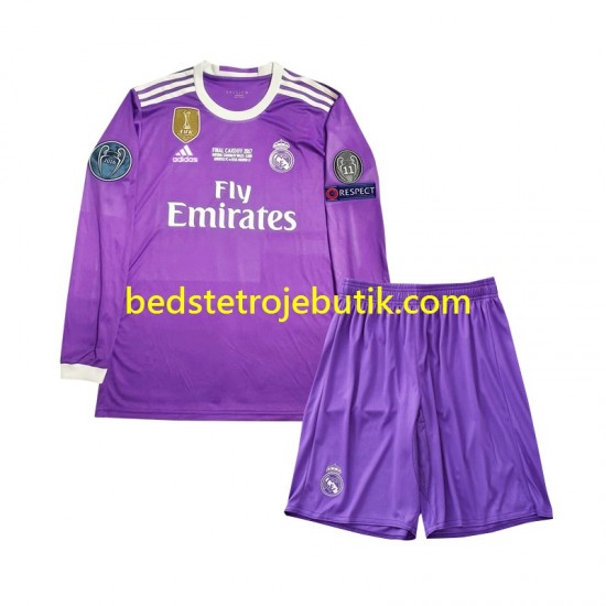 Real Madrid 2016 Retro Børn Udebane Fodboldtrøje Langærmet