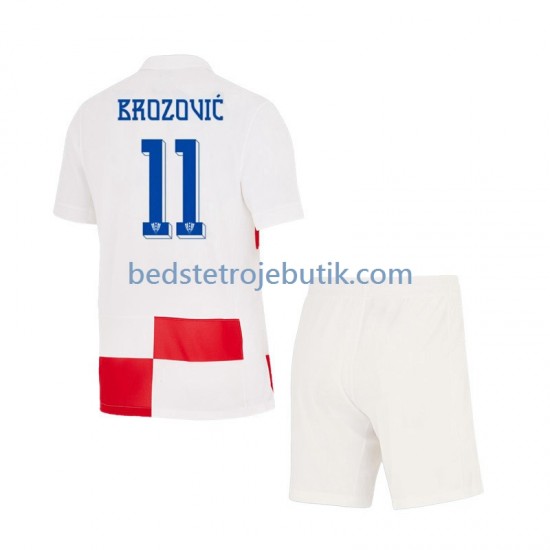 Kroatien Marcelo Brozovic 11 Børn Hjemmebane Fodboldtrøje Euro 2024 Kortærmet