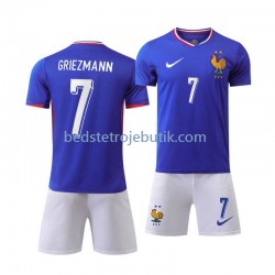 Frankrig Antoine Griezmann 7 Børn Hjemmebane Fodboldtrøje Euro 2024 Kortærmet