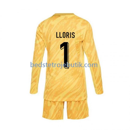 Frankrig Hugo Lloris 1 Målmand Børn Hjemmebane Fodboldtrøje Euro 2024 Langærmet