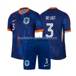 Holland Matthijs de Ligt 3 Børn Udebane Fodboldtrøje Euro 2024 Kortærmet