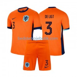 Holland Matthijs de Ligt 3 Børn Hjemmebane Fodboldtrøje Euro 2024 Kortærmet