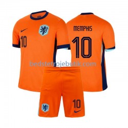 Holland Memphis Depay 10 Børn Hjemmebane Fodboldtrøje Euro 2024 Kortærmet