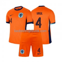 Holland Virgil van Dijk 4 Børn Hjemmebane Fodboldtrøje Euro 2024 Kortærmet