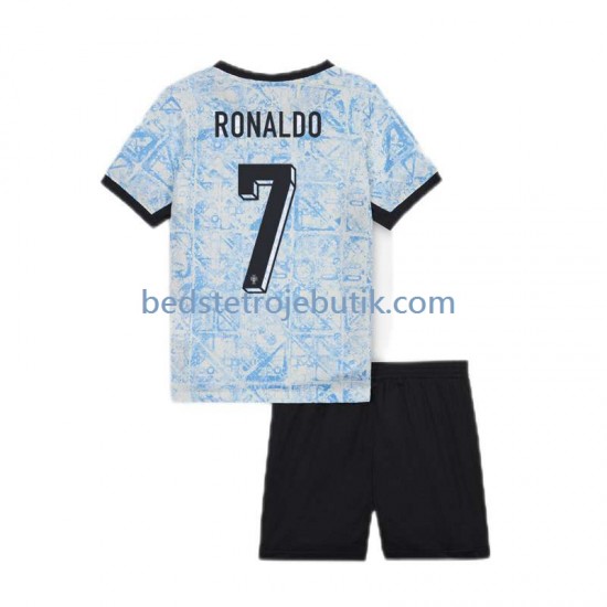 Portugal Cristiano Ronaldo 7 Børn Udebane Fodboldtrøje Euro 2024 Kortærmet