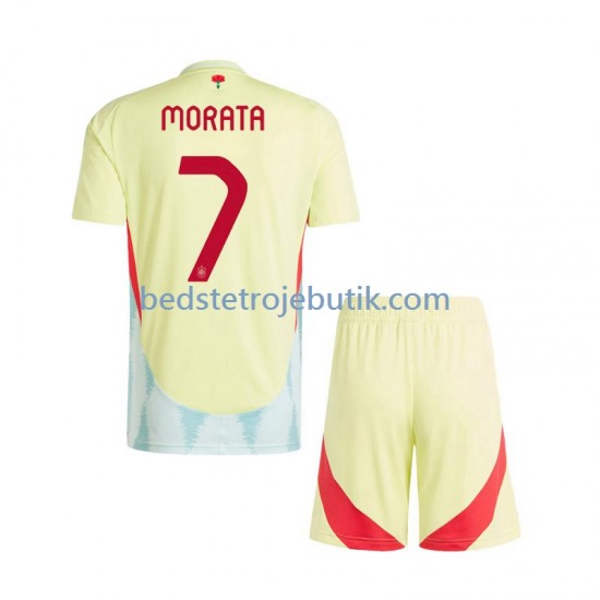 Spanien Alvaro Morata 7 Børn Udebane Fodboldtrøje Euro 2024 Kortærmet
