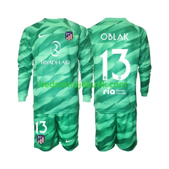 Atlético Madrid Jan Oblak 13 Green color Målmand Børn Udebane Fodboldtrøje 2023-2024 Langærmet