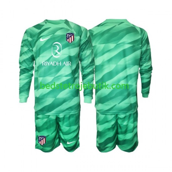 Atlético Madrid Green color Målmand Børn Udebane Fodboldtrøje 2023-2024 Langærmet