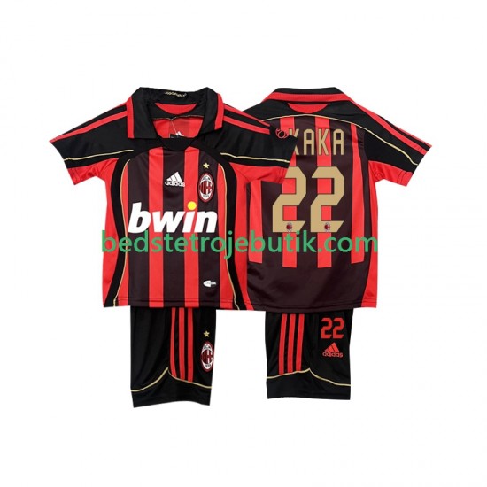 AC Milan KAKA 22 -2007 Retro Børn Hjemmebane Fodboldtrøje 2006 Kortærmet