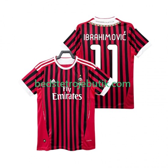 AC Milan Ibrahimović Zlatan 11 2012 Retro Mænd Hjemmebane Fodboldtrøje 2011 Kortærmet