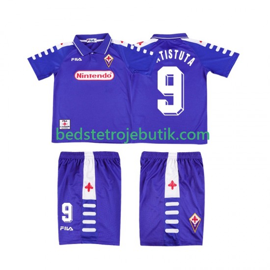 Fiorentina BATISTUTA 9 Retro Børn Hjemmebane Fodboldtrøje 1999 1998 Kortærmet