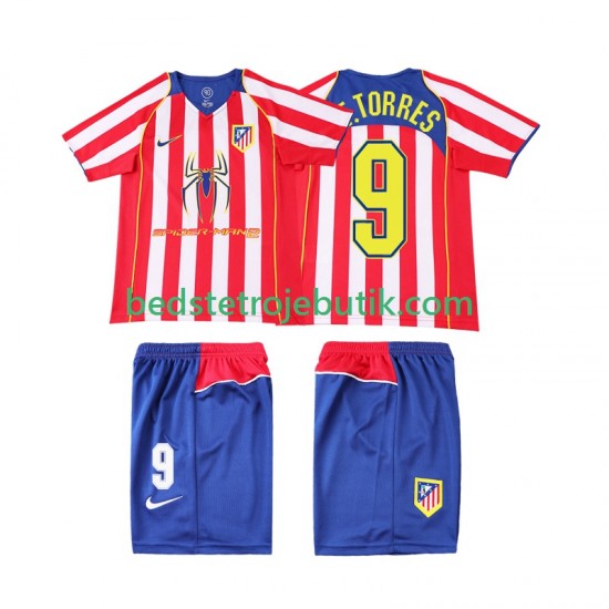 Atlético Madrid F TORRES 9 2005 Retro Børn Hjemmebane Fodboldtrøje 2004 Kortærmet