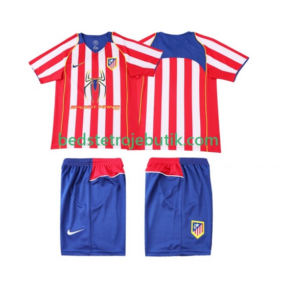 Atlético Madrid 2005 Retro Børn Hjemmebane Fodboldtrøje 2004 Kortærmet