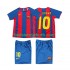 FC Barcelona RONALDINHO 10 Retro Børn Hjemmebane Fodboldtrøje 2004 Kortærmet