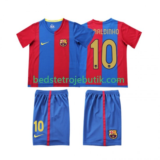 FC Barcelona RONALDINHO 10 2007 Retro Børn Hjemmebane Fodboldtrøje 2006 Kortærmet