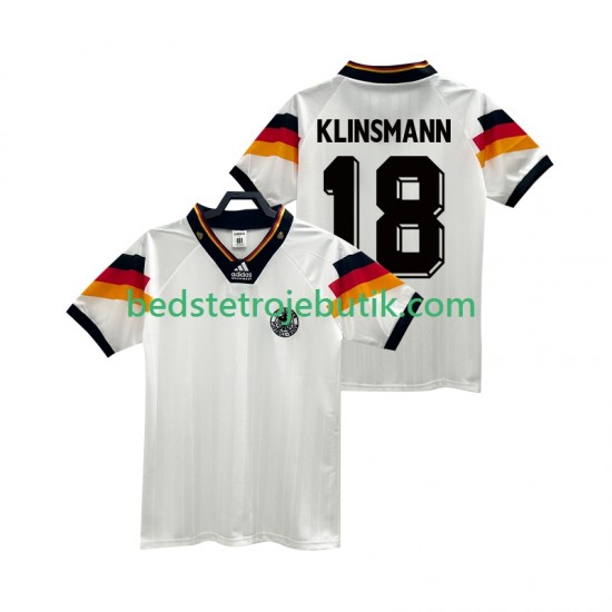Tyskland KLINSMANN 18 1992 Retro Mænd Hjemmebane Fodboldtrøje Kortærmet