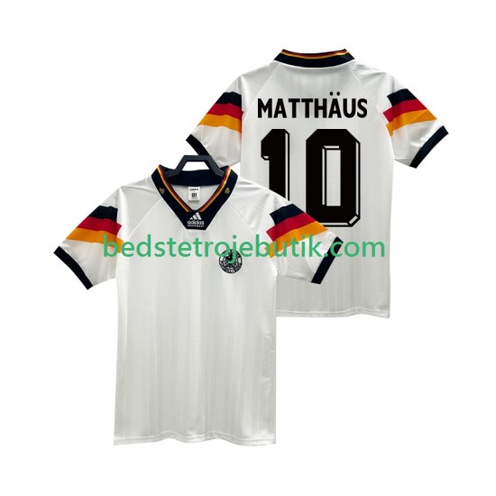 Tyskland MATTHAUS 10 1992 Retro Mænd Hjemmebane Fodboldtrøje Kortærmet
