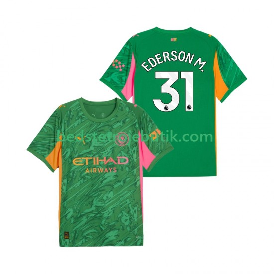 Manchester City Ederson Moraes 31 Målmand Mænd Hjemmebane Fodboldtrøje 2025-2026 Kortærmet