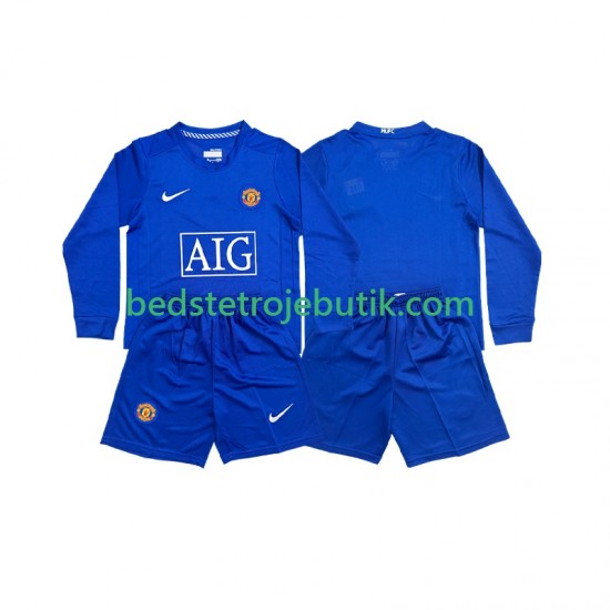 Manchester United Retro Børn Udebane Fodboldtrøje 2008 Langærmet