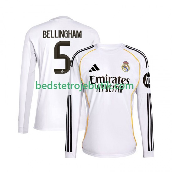 Real Madrid Jude Bellingham 5 Mænd Hjemmebane Fodboldtrøje 2025-2026 Langærmet