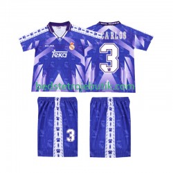 Real Madrid R CARLOS 3 1996-1997 Retro Børn Udebane Fodboldtrøje Kortærmet