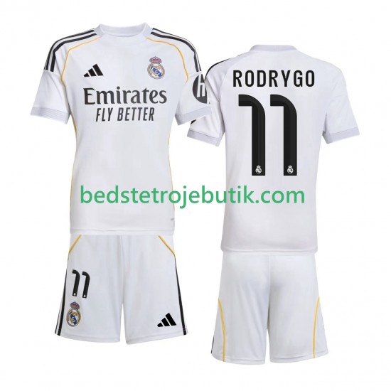 Real Madrid Rodrygo 11 Børn Hjemmebane Fodboldtrøje 2025-2026 Kortærmet