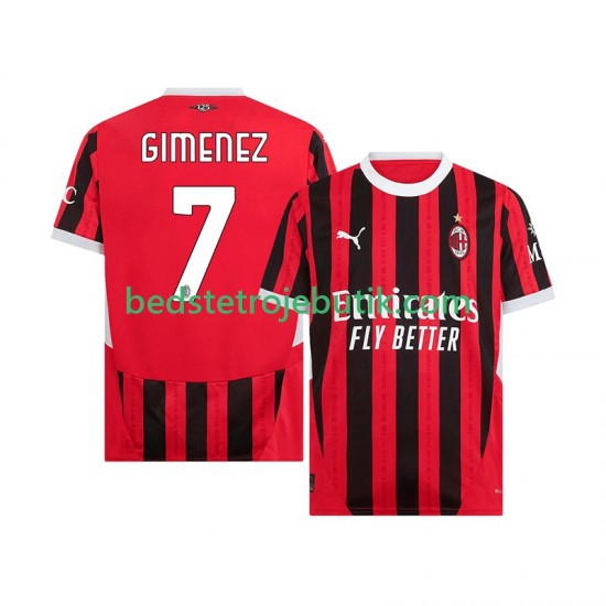 AC Milan Santiago Gimenez 7 Mænd Hjemmebane Fodboldtrøje 2024-2025 Kortærmet