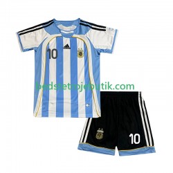 Argentina Maradona 10 Retro Børn Hjemmebane Fodboldtrøje 2006 Kortærmet